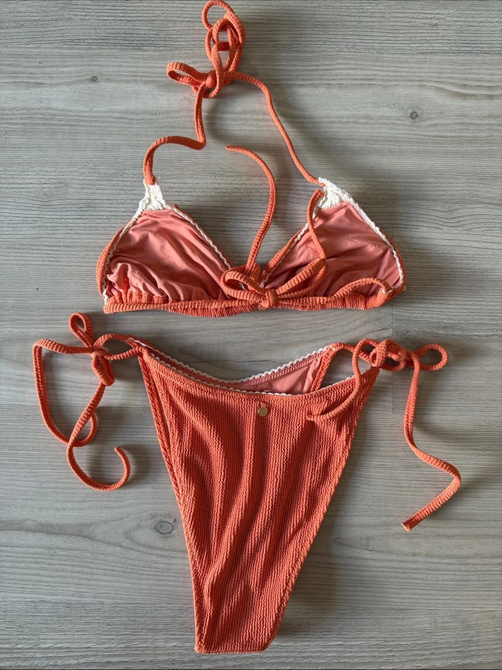 Rhythm Crochet Detail Textured Bikini